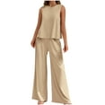 thumbnail image 1 of ShomPort Women's Cotton Lounge Sets Summer Sleeveless Tank Top and Wide Leg Pants 2 Piece Outfits, 1 of 8
