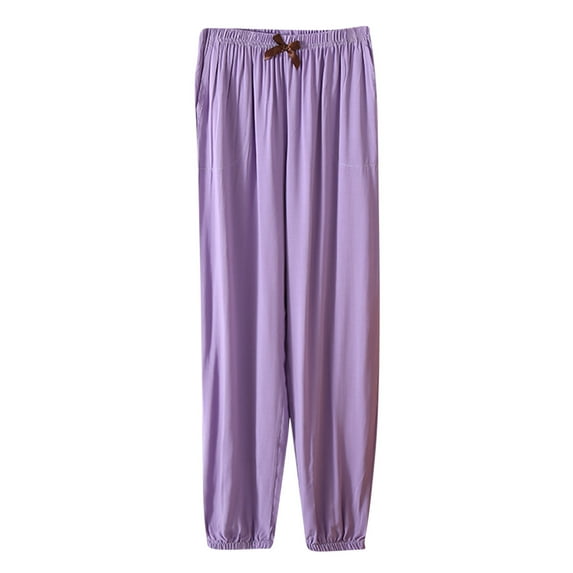 ShomPort Women's Cotton Pajama Pants Summer Loose Cute Straight Pants High Elastic Waist Lounge Pants with Pockets