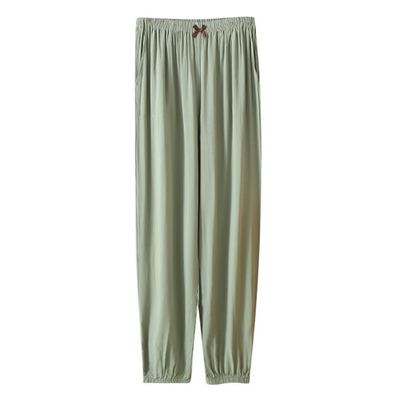 ShomPort Women's Cotton Pajama Pants Summer Loose Cute Straight Pants High Elastic Waist Lounge Pants with Pockets