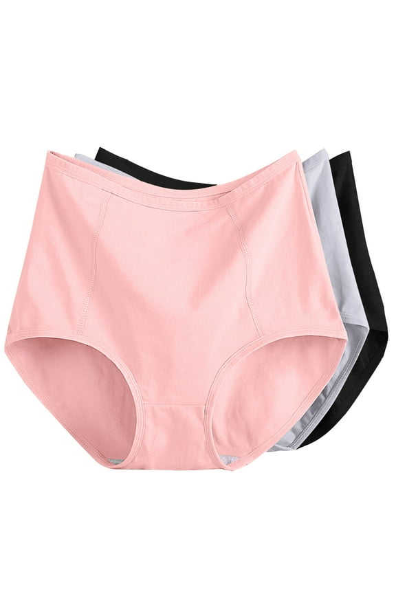 Women's Cotton Underwear 3 Pack Plus Size Panties Breathable High-Waisted Full Coverage Briefs XL-6XL