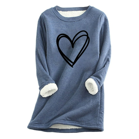ShomPort Women's Crewneck Sweatshirt Fall Winter Long Sleeve Fleece Lined Warm Pullover Tops