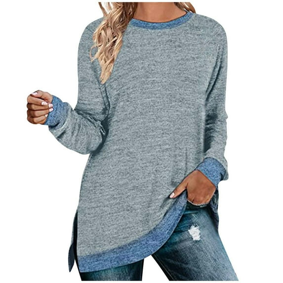 ShomPort Women's Crewneck Tunic Tops Fall Casual Loose Long Sleeve Knit Jumper Tops Pullover