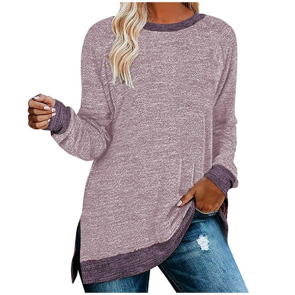 ShomPort Women's Crewneck Tunic Tops Fall Casual Loose Long Sleeve Knit Jumper Tops Pullover