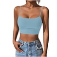 thumbnail image 1 of ShomPort Women's Crop Cami Tank Tops Solid Color Spaghetti Straps Double Lined Sleeveless Undershirts, 1 of 5
