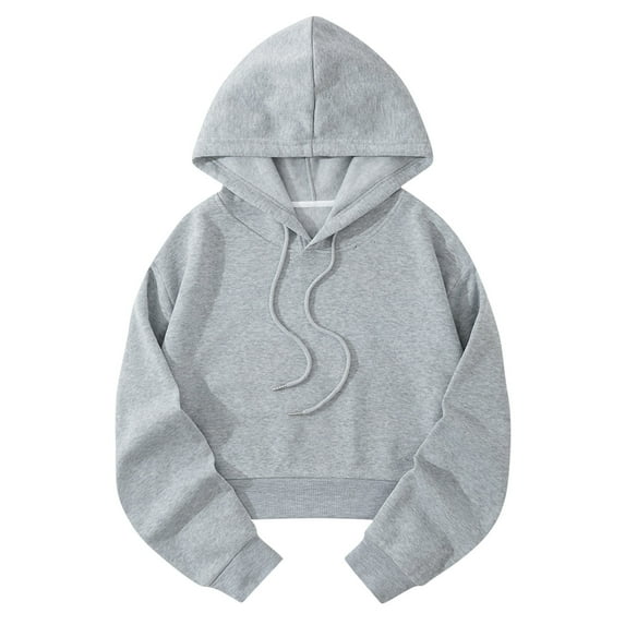 ShomPort Women's Cropped Hoodies Fleece Lined Pullover Sweatshirts Long Sleeve Crop Tops Sweater