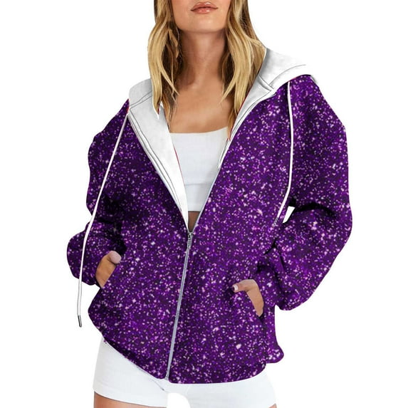 ShomPort Women's Cute Hoodies Fall Long Sleeve Jacket Oversized Sweatshirts Casual Zip up Hoodie with Pocket