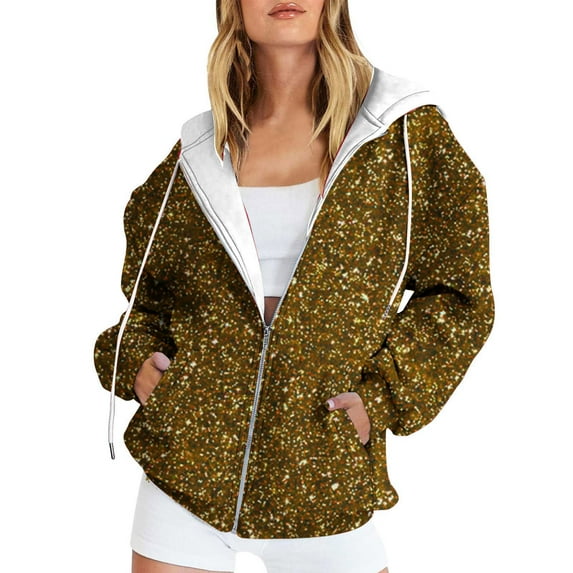 ShomPort Women's Cute Hoodies Fall Long Sleeve Jacket Oversized Sweatshirts Casual Zip up Hoodie with Pocket