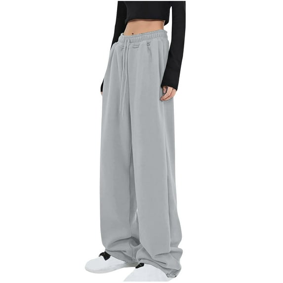 ShomPort Women's Drawstring Sweatpants Trendy Loose Wide Leg Pants Running Workout Gym Pants