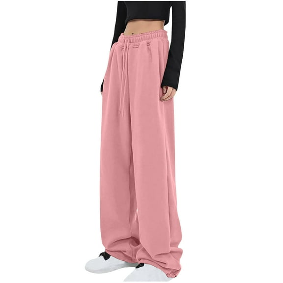 ShomPort Women's Drawstring Sweatpants Trendy Loose Wide Leg Pants Running Workout Gym Pants