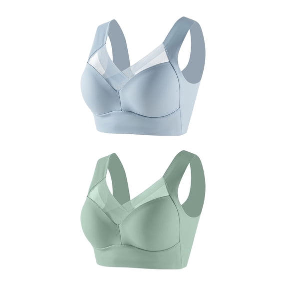 ShomPort Women's Everyday Bra Push up Full Coverage Lift Bra Wirefree Plus Size Padded Bras 2 Pack