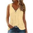 thumbnail image 1 of ShomPort Women's Eyelet Tank Tops for Women's Summer Casual V-Neck Zipper Sleeveless Tunic Tops, 1 of 5