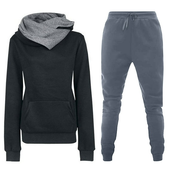 ShomPort Women's Fall Casual 2 Piece Outfits Long Sleeve Hoodies Sweatshirt & Joggers Sweatpants Tracksuit Set