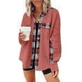 thumbnail image 1 of ShomPort Women's Fall Casual Button up Shirt Fashion Plaid Shacket Jackets with Chest Pockets, 1 of 4