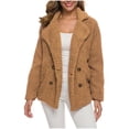 thumbnail image 1 of ShomPort Women's Fall Long Sleeve Lapel Double Breasted Fuzzy Coat Winter Casual Cozy Warm Fleece Jackets, 1 of 6