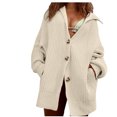 thumbnail image 1 of ShomPort Women's Fall Sweater Cardigan Long Sleeve Loose Button up Lapel Collar Knit Pullover Tops, 1 of 9