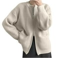 thumbnail image 1 of ShomPort Women's Fall Sweater Jacket Long Sleeve Full Zipper Pockets Sweatshirt Outerwear Coat Winter Trendy, 1 of 7