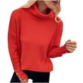 thumbnail image 1 of ShomPort Women's Fall Turtleneck Sweaters Casual Solid Color Long Sleeve Knitted Pullover Jumper Tops, 1 of 7