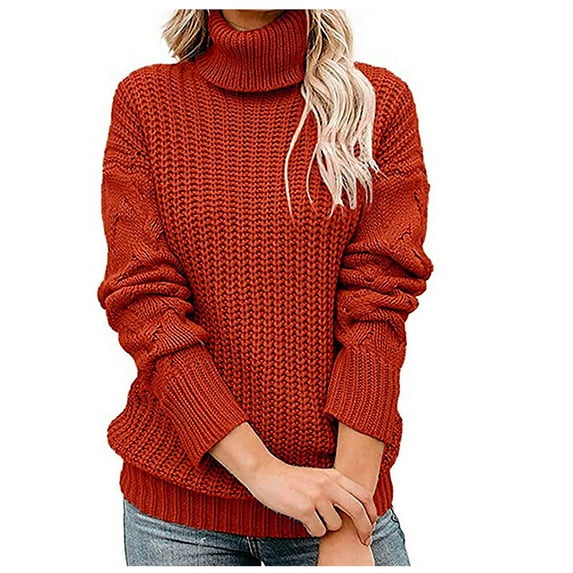 ShomPort Women's Fall Winter Long Sleeve Knit Sweater Turtleneck Oversized Pullover Tops