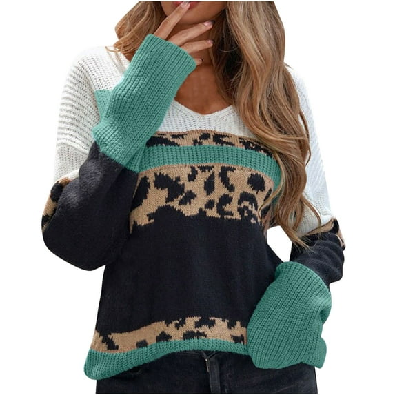 ShomPort Women's Fall Winter Sweater Patterns Knitted Long Sleeve Sweater Crew Neck Loose Pullover