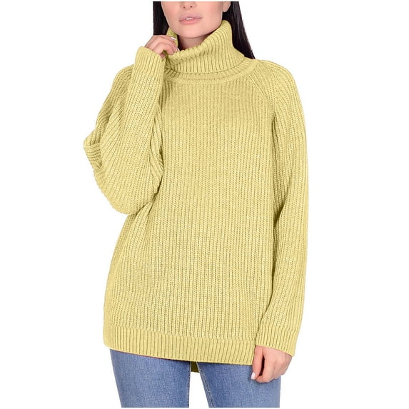 ShomPort Women's Fall Winter Turtleneck Sweaters Casual Solid Color Long Sleeve Pullover Jumper