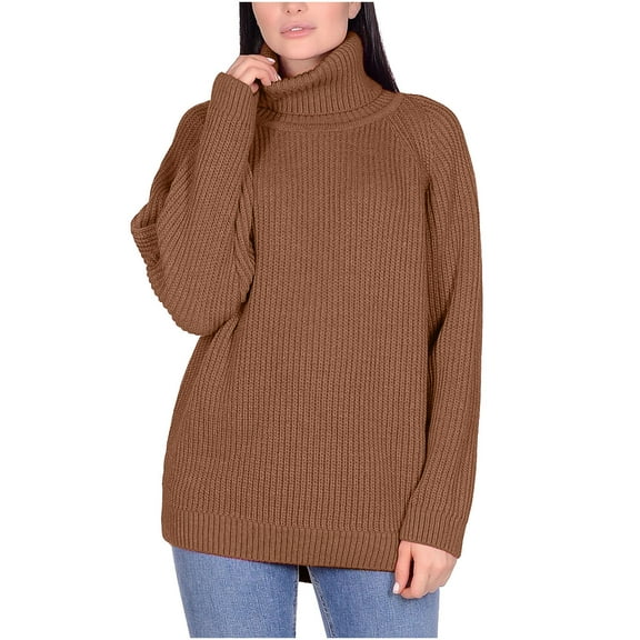 ShomPort Women's Fall Winter Turtleneck Sweaters Casual Solid Color Long Sleeve Pullover Jumper