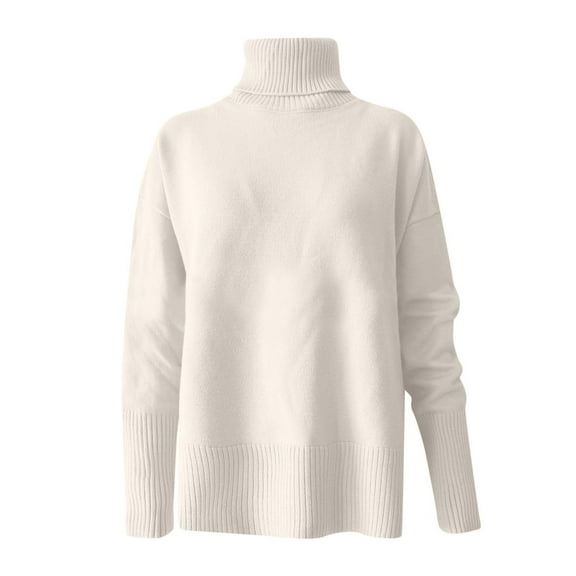 ShomPort Women's Fall Winter Turtleneck Sweaters Casual Solid Color Long Sleeve Pullover Jumper