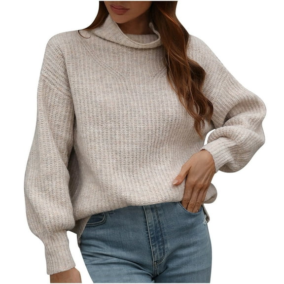 ShomPort Women's Fall Winter Turtleneck Sweaters Long Sleeve Pullover Loose Thick Knit Tops