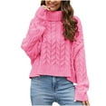 thumbnail image 1 of ShomPort Women's Fall Winter Turtleneck Sweaters Long Sleeve Pullover Loose Thick Knit Tops, 1 of 6