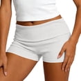 thumbnail image 1 of ShomPort Women's Fold over Shorts Elastic Waist Low Rise Breathable Knit Mini Shorts Loungewear, 1 of 5