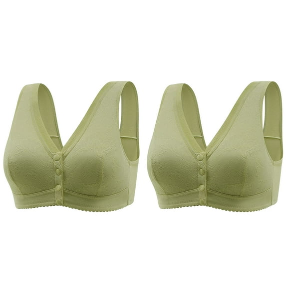 ShomPort Women’s Front Snap Close Bras Soft Cup Everyday Sleep Bras Wireless V Neck Crop Tank Tops 2 Pack