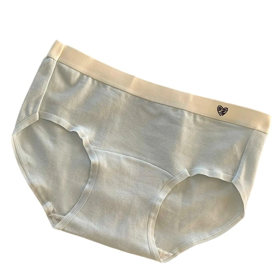 ShomPort Women's Full Coverage Underwear Heart Printed Mid-Rise Waisted Cotton Briefs Cute Breathable Panties