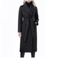 thumbnail image 1 of ShomPort Women's Fuzzy Fleece Lined Lapel Open Front Tie Waist Long Coat Warm Winter Outwear Jackets, 1 of 5