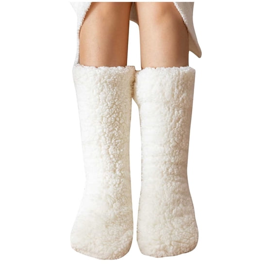 ShomPort Women's Fuzzy Slipper Socks, Cozy Warm Winter Soft Sock Thick Fleece Lined Comfy Non Slip Home Socks