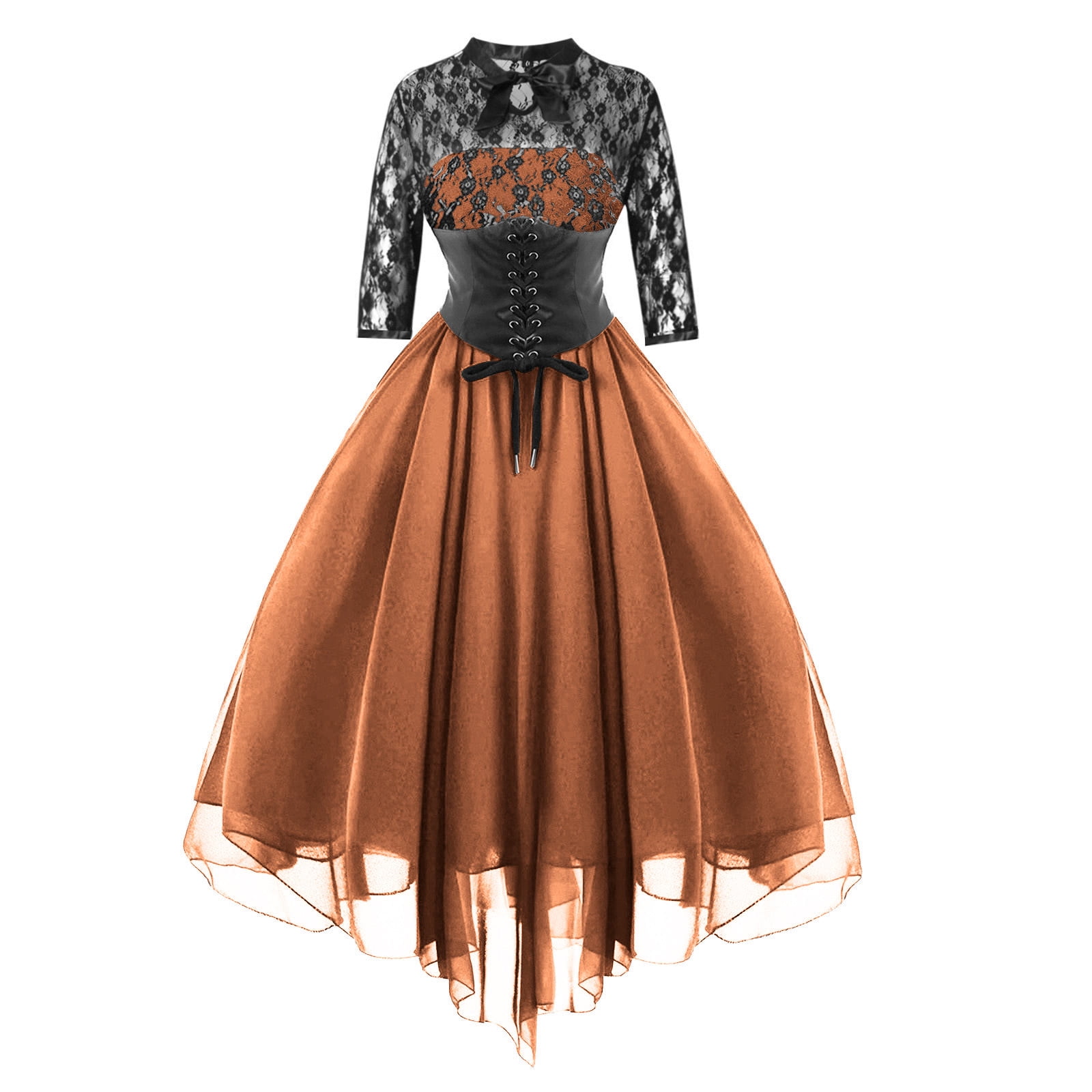 ShomPort Women's Goth Dress Lace Floral Vintage Gothic
