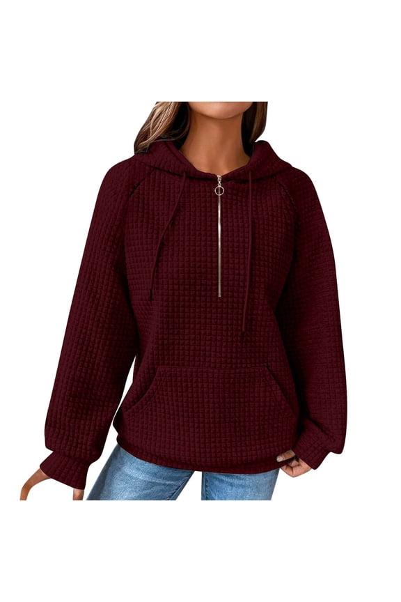 Women's Half Zip Hoodies Sport Pullover Athletic Pockets Hooded Sweatshirt Fall Casual Clothes