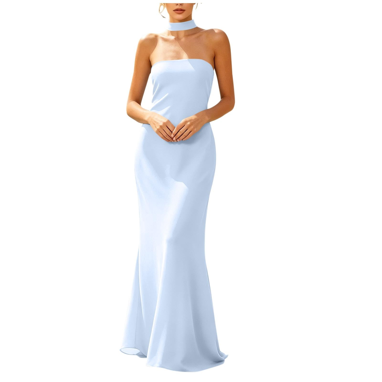 ShomPort Womens Bodycon Maxi Dress with Scarf Strapless Tube Flowy Cocktail  Party Vacation Wedding Guest Dress - Walmart.com