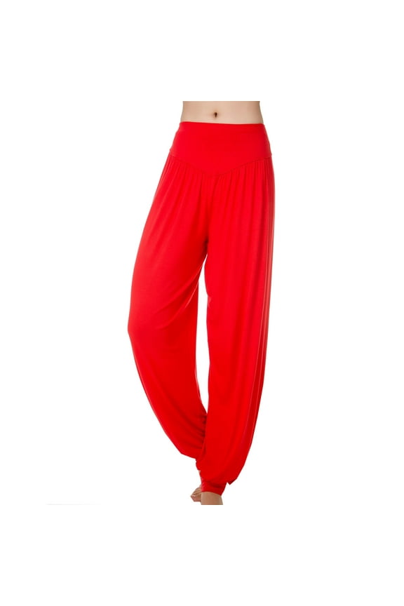 Women's High Waist Yoga Pants Comfortable Elastic Waist Lantern Pants Dance Workout Sweatpants