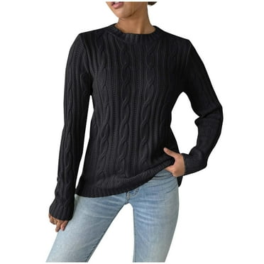 ShomPort Women's Knit Long Sleeve Crewneck Sweater Winter Loose Solid Color Pullover Tops Casual Fall Clothes