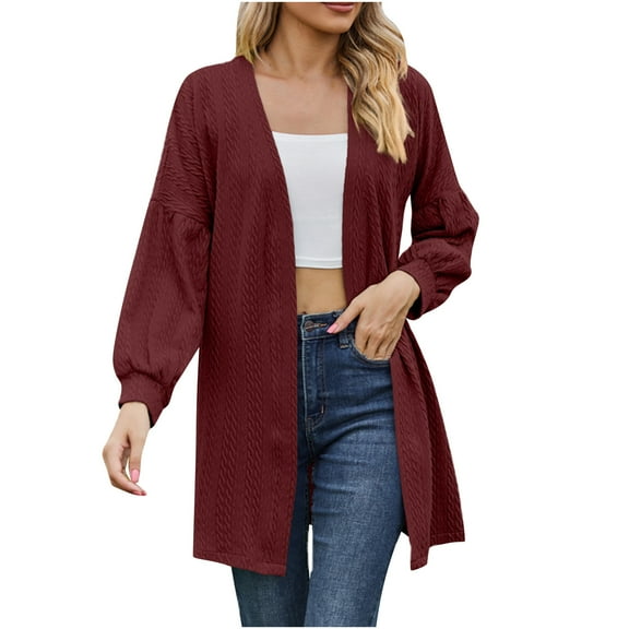 ShomPort Women's Lightweight Open Front Cardigan Long Sleeve Solid Color Outerwear Coat with Pockets