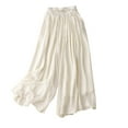 thumbnail image 1 of ShomPort Women's Linen Wide Leg Pants Summer Double Layers Flowy Palazzo Pants High Waist Vacation Beach Pants, 1 of 3