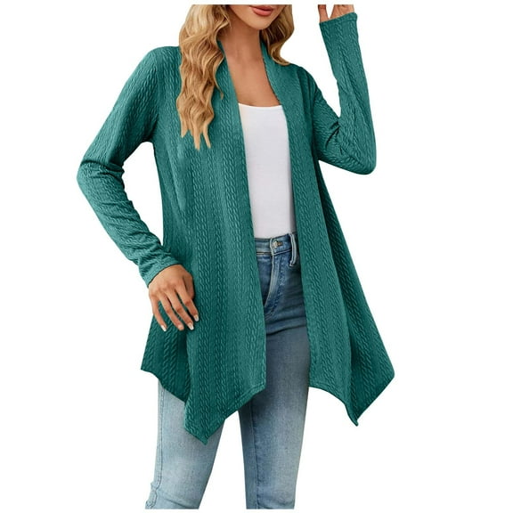 ShomPort Women's Long Sleeve Cardigans Soft Open Front Solid Cardigans Outwear Lounge Coat Fall Fashion Clothes