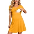 thumbnail image 1 of ShomPort Women's Maternity Dress Short Sleeve Loose Patchwork Nursing Dresses Casual Breastfeeding Clothing, 1 of 4