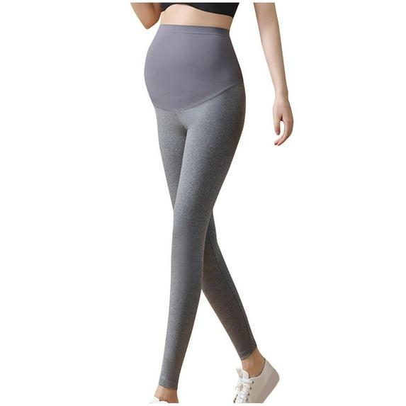 ShomPort Women's Maternity Leggings Over the Belly Cotton Yoga Pants Solid Color Stretchy Tights Workout Pregnancy Trousers
