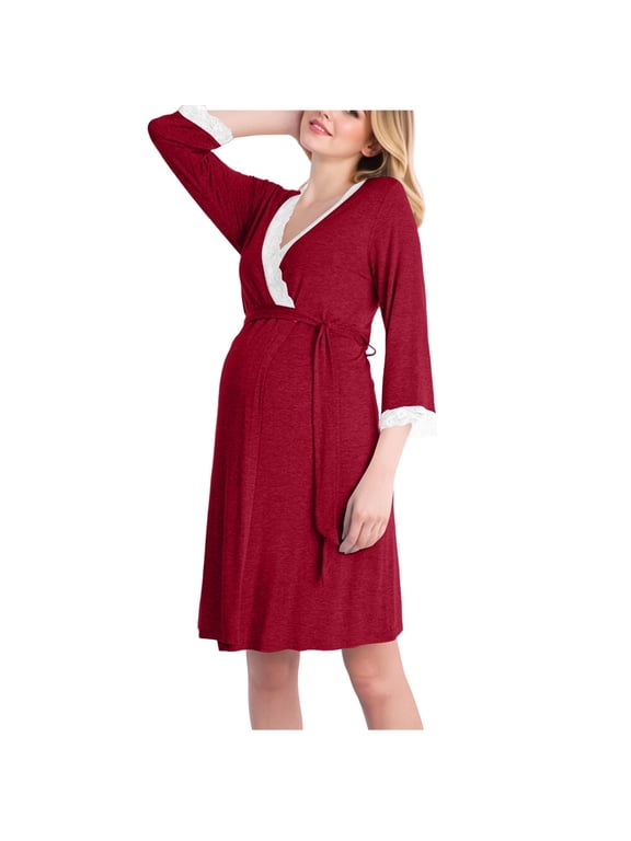 Women's Maternity Robes Labor Delivery Nightgowns Pregnancy Nursing Sleepwear Breastfeeding Bathrobes
