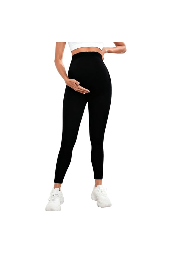 Women's Maternity Slim Pants Wicking Over The Belly Solid Color Stretch Dailywear Pregnancy Leggings