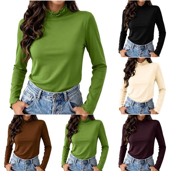 ShomPort Women's Mock Neck Slim Long Sleeve T Shirt Soft Thermal Underwear Fall Winter Layering Tops