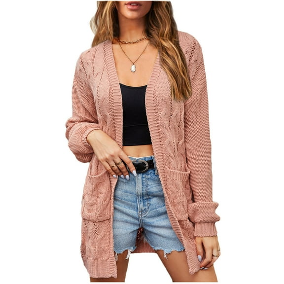 ShomPort Women's Open Front Cardigan Sweaters Fashion Cable Knit Soft Comfy Outwear Coats