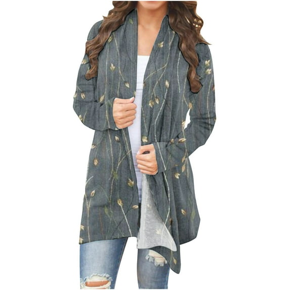 ShomPort Women's Open Front Long Cardigans Wrap V Neck Gradient Color Cardigans Lounge Loose Outwear Tops