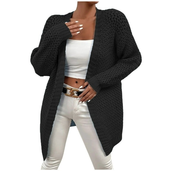 ShomPort Women's Open Front Long Sleeve Knit Cardigan Oversized Sweaters Thick Lounge Outwear