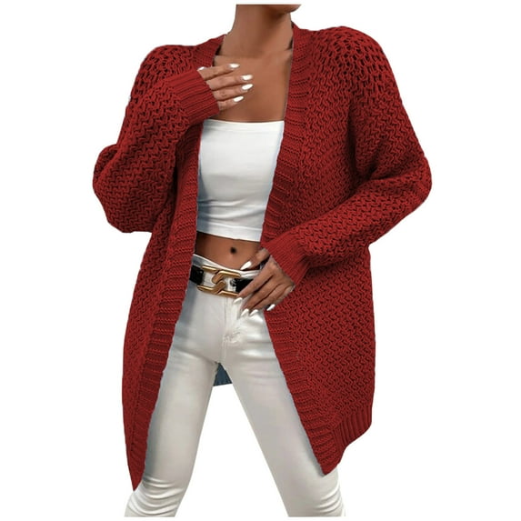 ShomPort Women's Open Front Long Sleeve Knit Cardigan Oversized Sweaters Thick Lounge Outwear